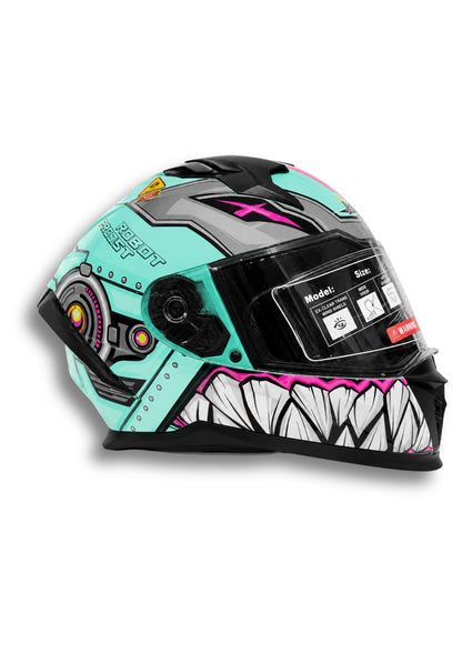 Casco BLD Robot Beast Celeste